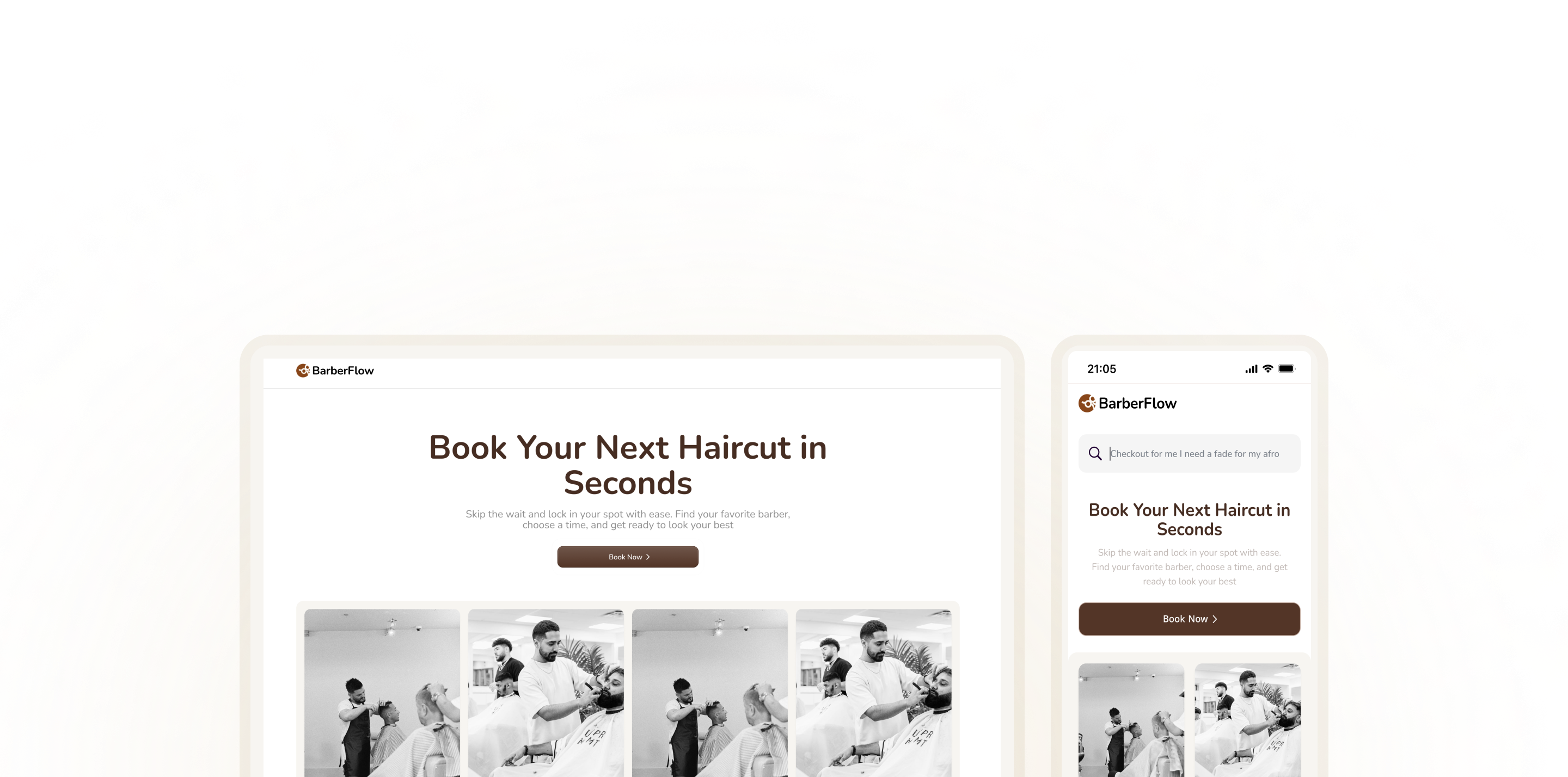 BarberFlow on mobile and web devices